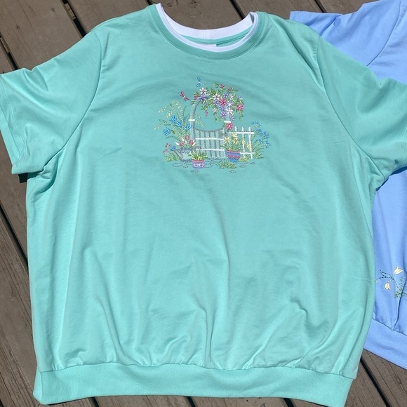 2 Alfred Dunner Embroidered Short Sleeve Knit Tops 3X Cottagecore - Picture 6 of 13